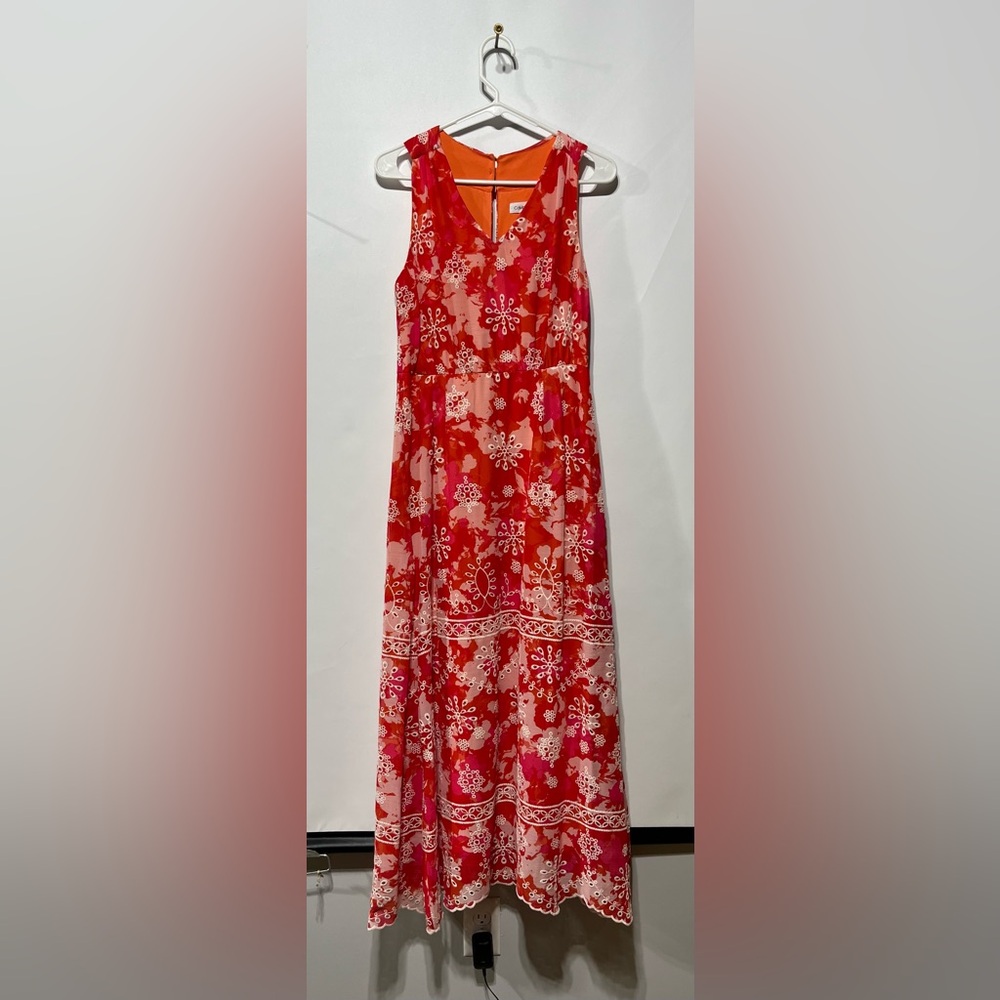 Calvin Klein Floral Embrodiered Sleeveless Maxi‎ Dress Size 4